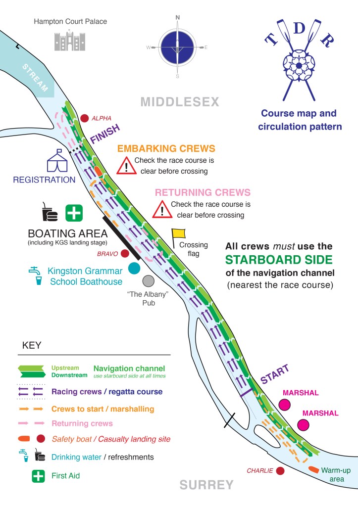 Thames Ditton Regatta course map and circulation pattern